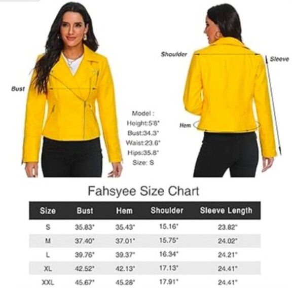 🩷 SCRJFS - Women's Faux Leather Motorcycle Jacket - Yellow. Size: L. NWT. (1784) - Picture 12 of 12